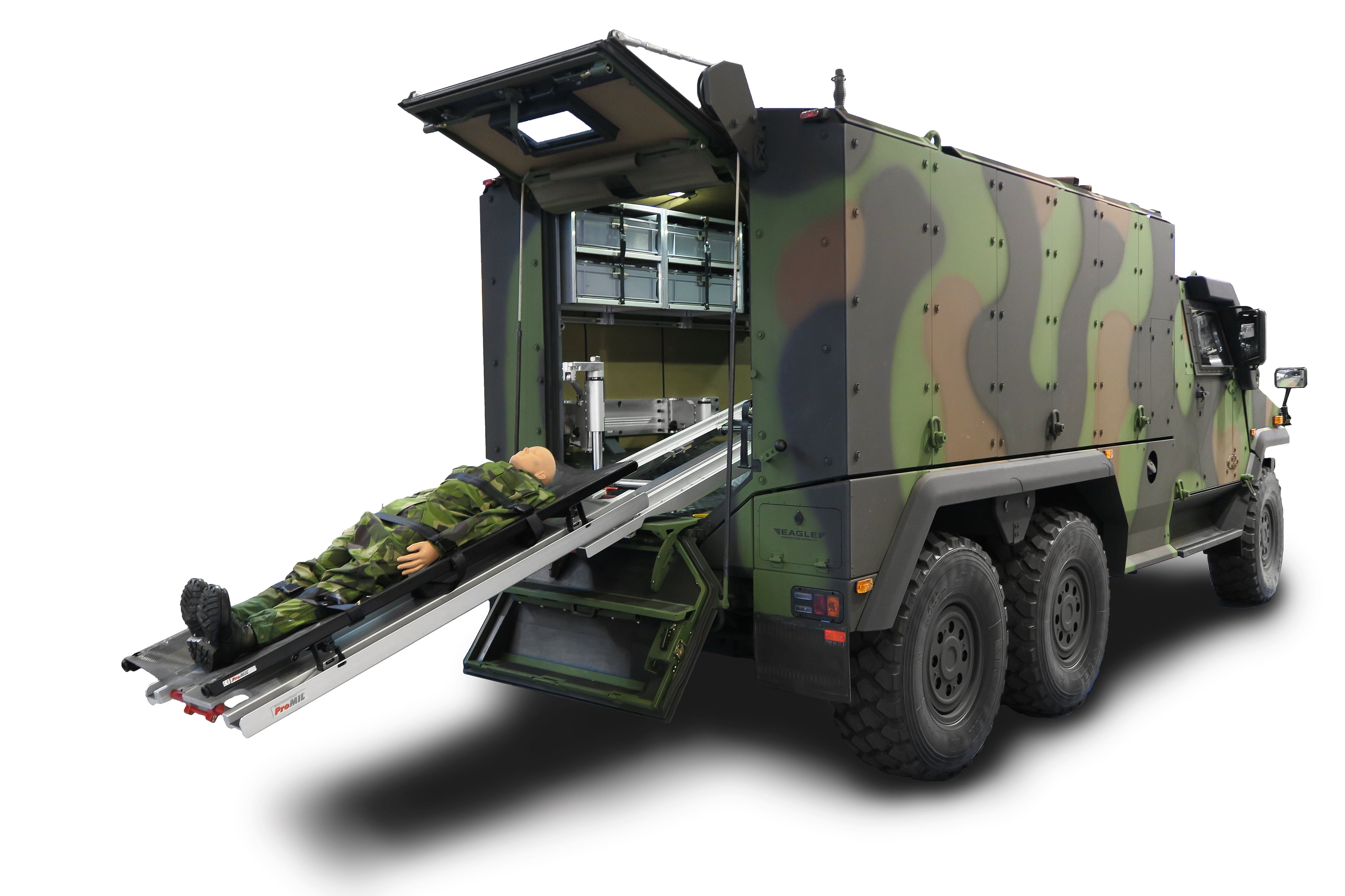 General Dynamics European Land Systems MOWAG Eagle Ambulance with ProMIL 245 stretcher loading system